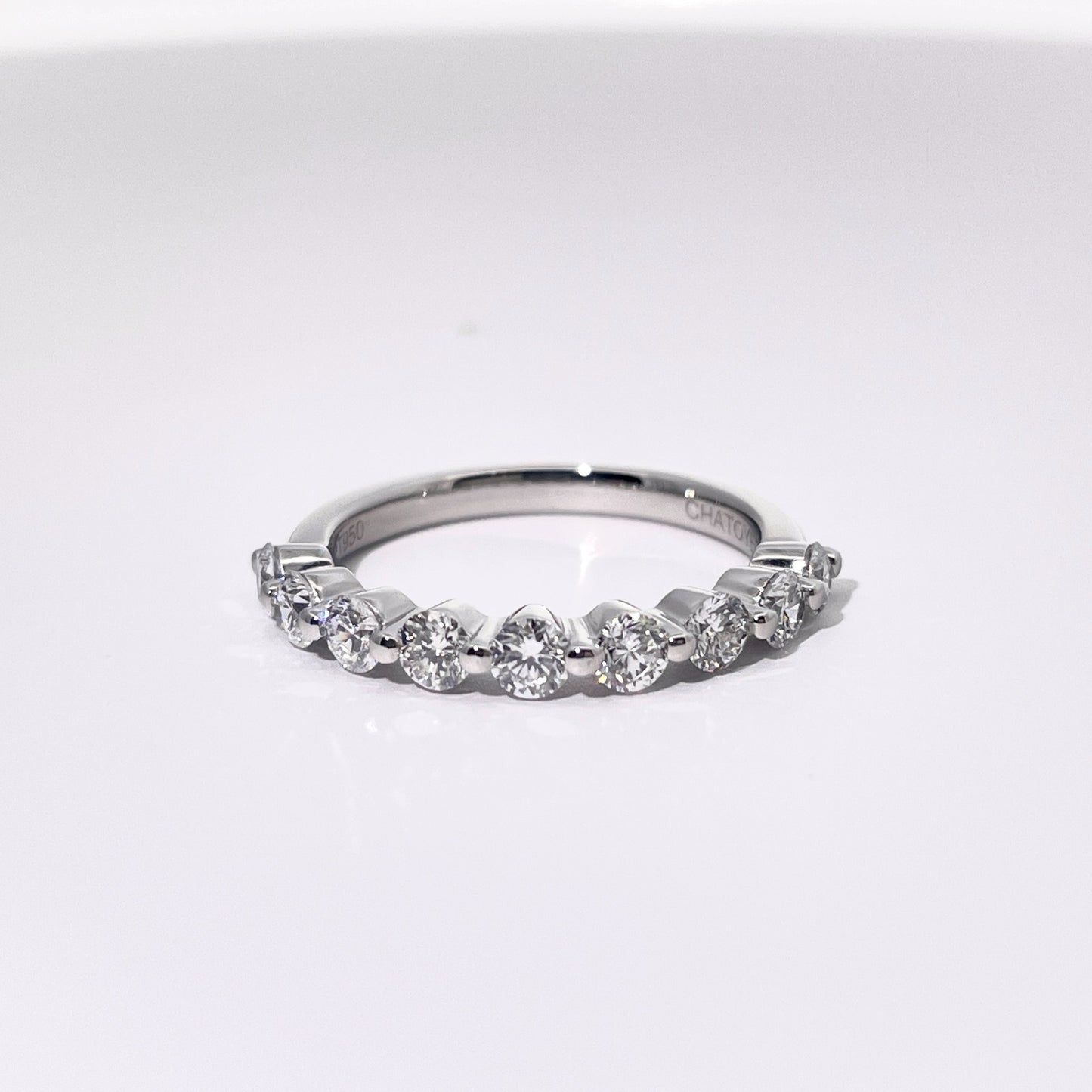 Shared Prong Wedding Ring Bubble Band Lab Diamonds
