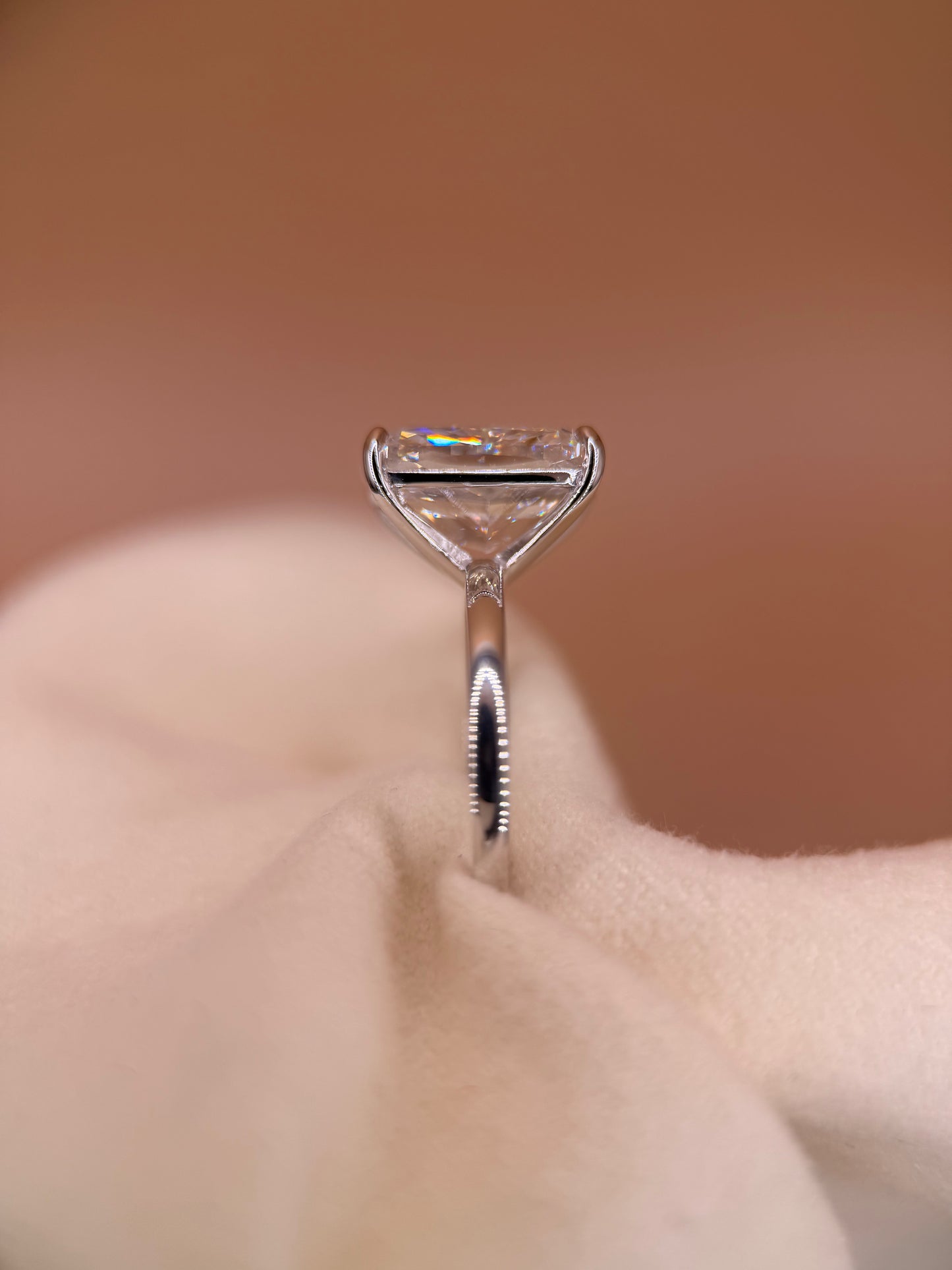 6ct Lab Cushion Cut White Gold Engagement Ring