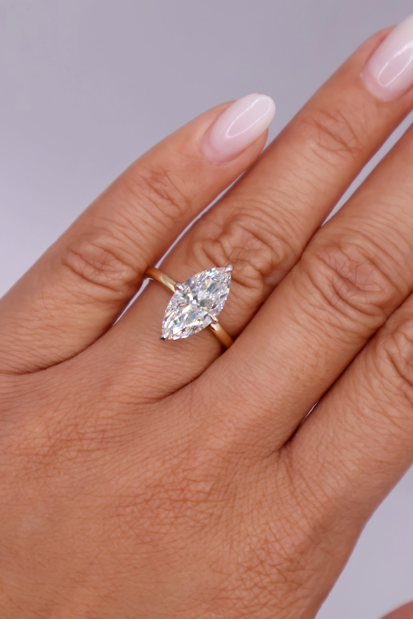 3ct Marquise Two Tone Hidden Halo Donut Set Engagement Ring