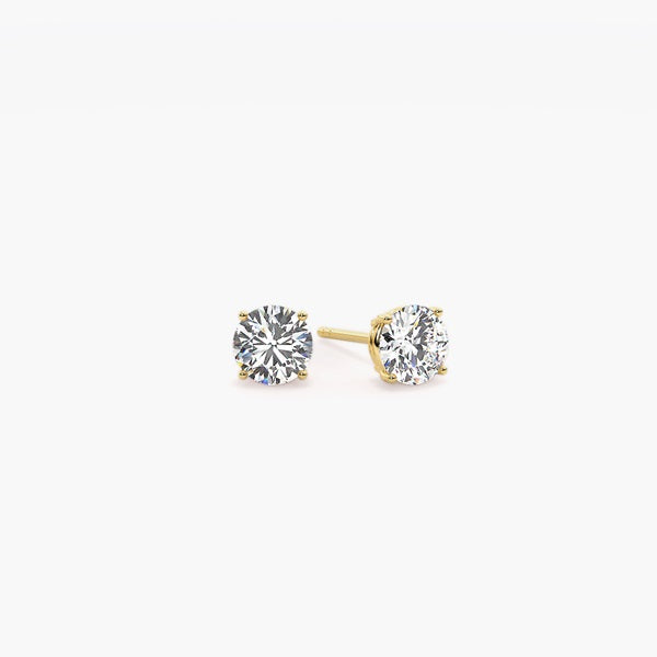 1.50 Carat Lab Created 18k Gold Diamond Stud Earrings - 0.75 Carat Per Ear Round Earring