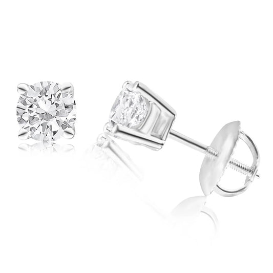 prong setting lab diamond stud earrings 1ct per ear round 2ctw - Chatoyer Diamond