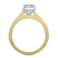 Front view of a lab diamond ring in yellow color featuring a polished band and a small central diamond in a four-prong setting