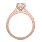 Front view of a rose gold lab diamond ring featuring a polished band and a small central diamond in a four-prong setting