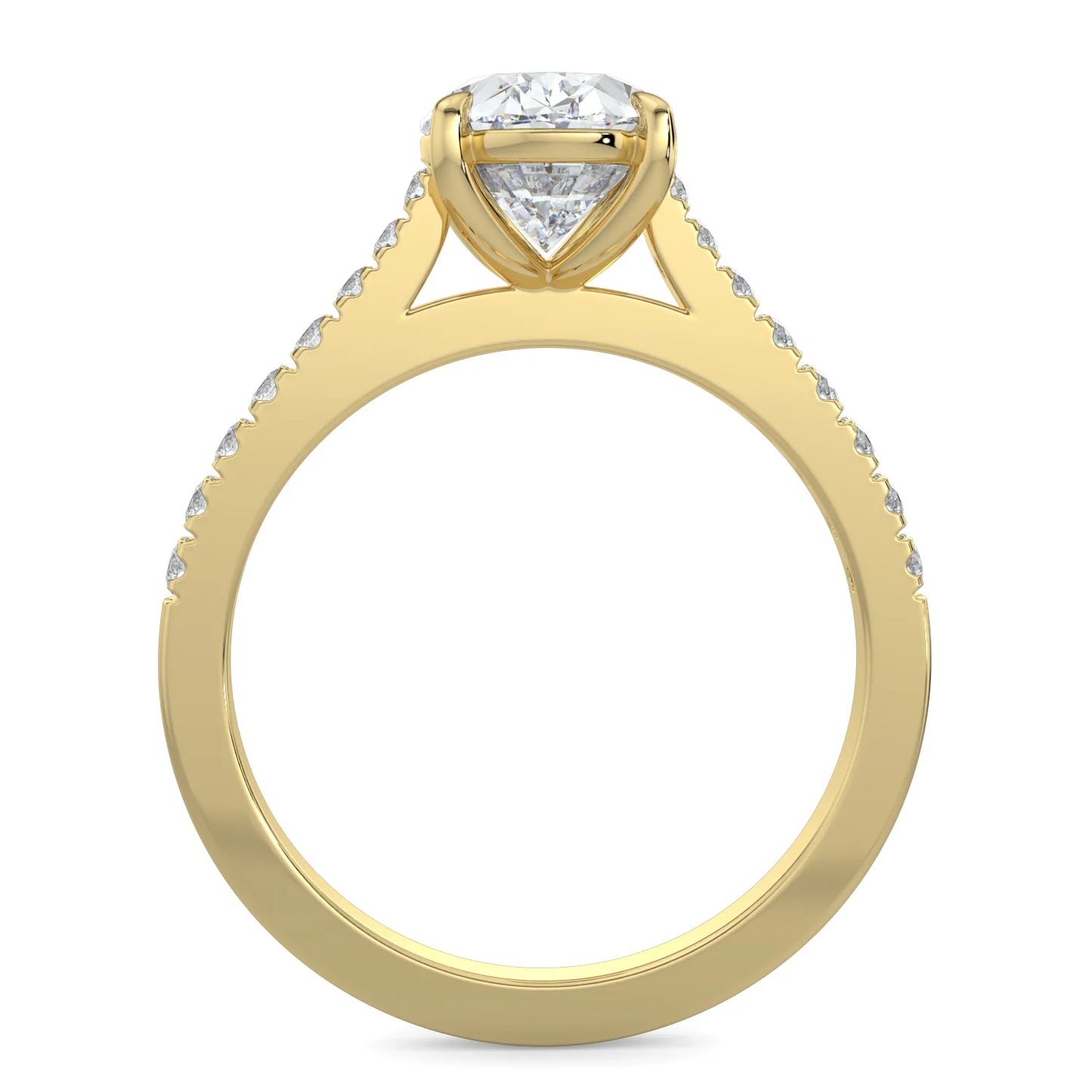 Oval Lab Grown Diamond Cathedral with Pave Setting Custom Made to Order Engagement Ring