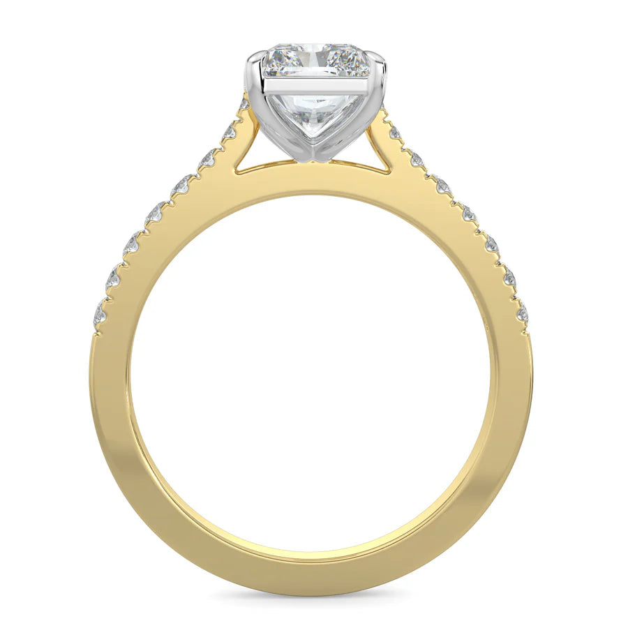 Radiant Cathedral Lab Grown Diamond with Pave Setting Engagement Ring