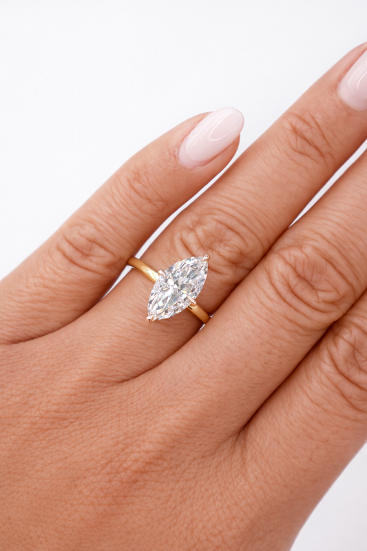 3ct Marquise Two Tone Hidden Halo Donut Set Engagement Ring