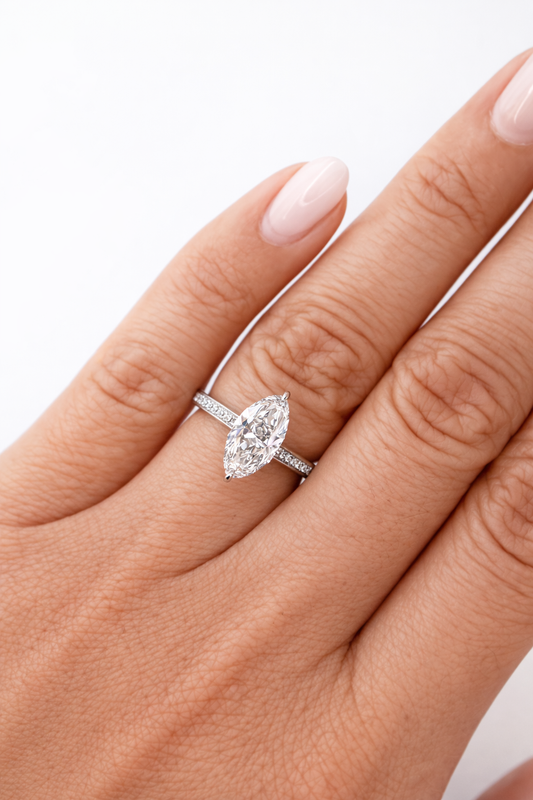 1.9ct Marquise Channel Set Pave Engagement Ring