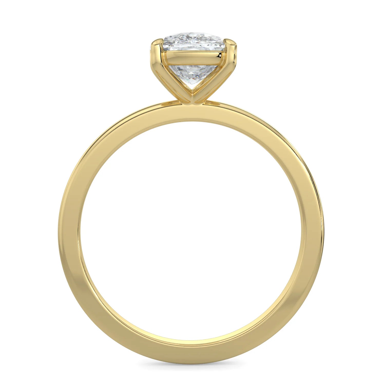 Yellow lab diamond ring featuring a diamond on round polished band in two prong setting.