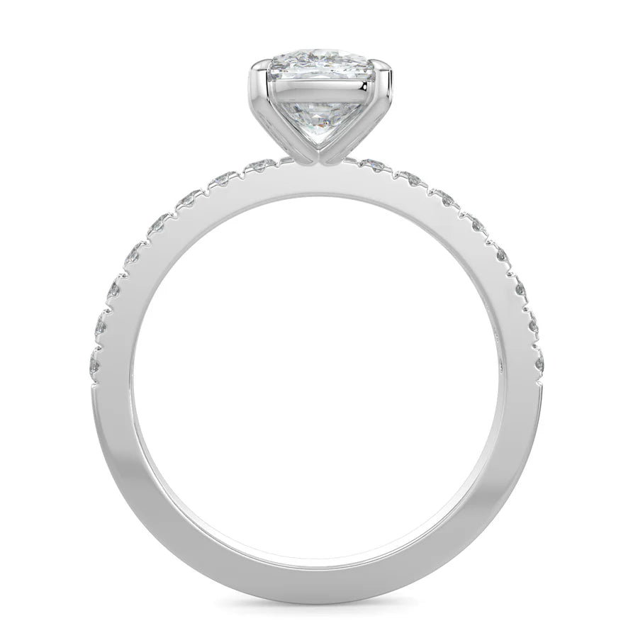 Cushion Lab Grown Diamond with Pave Setting Engagement Ring