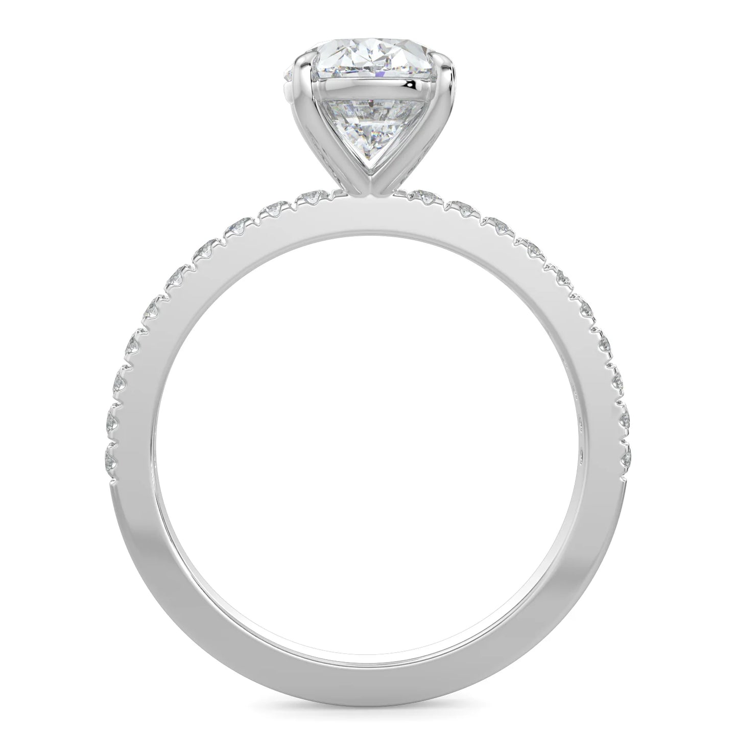 Oval Lab Grown Diamond with Pave Setting Engagement Ring