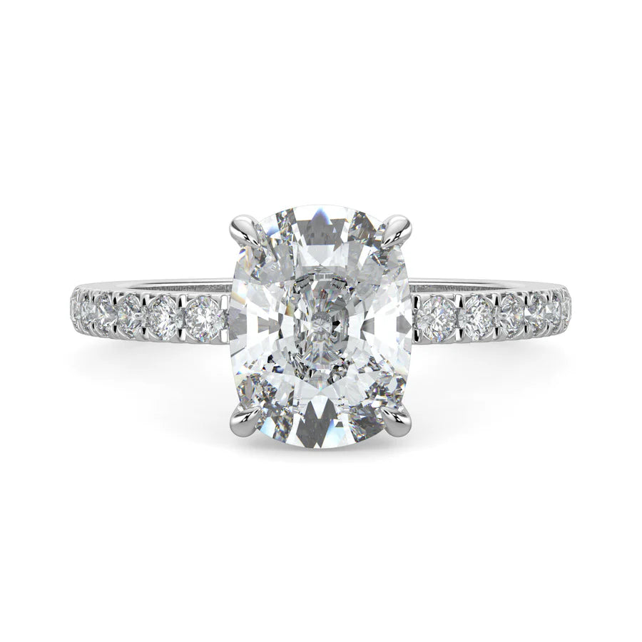 Cushion Lab Grown Diamond with Pave Setting Engagement Ring