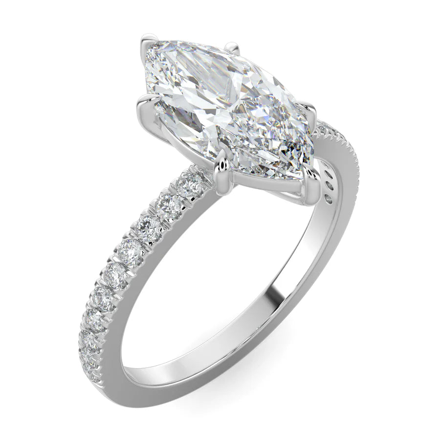 Marquise Lab Grown Diamond with Pave Setting Engagement Ring