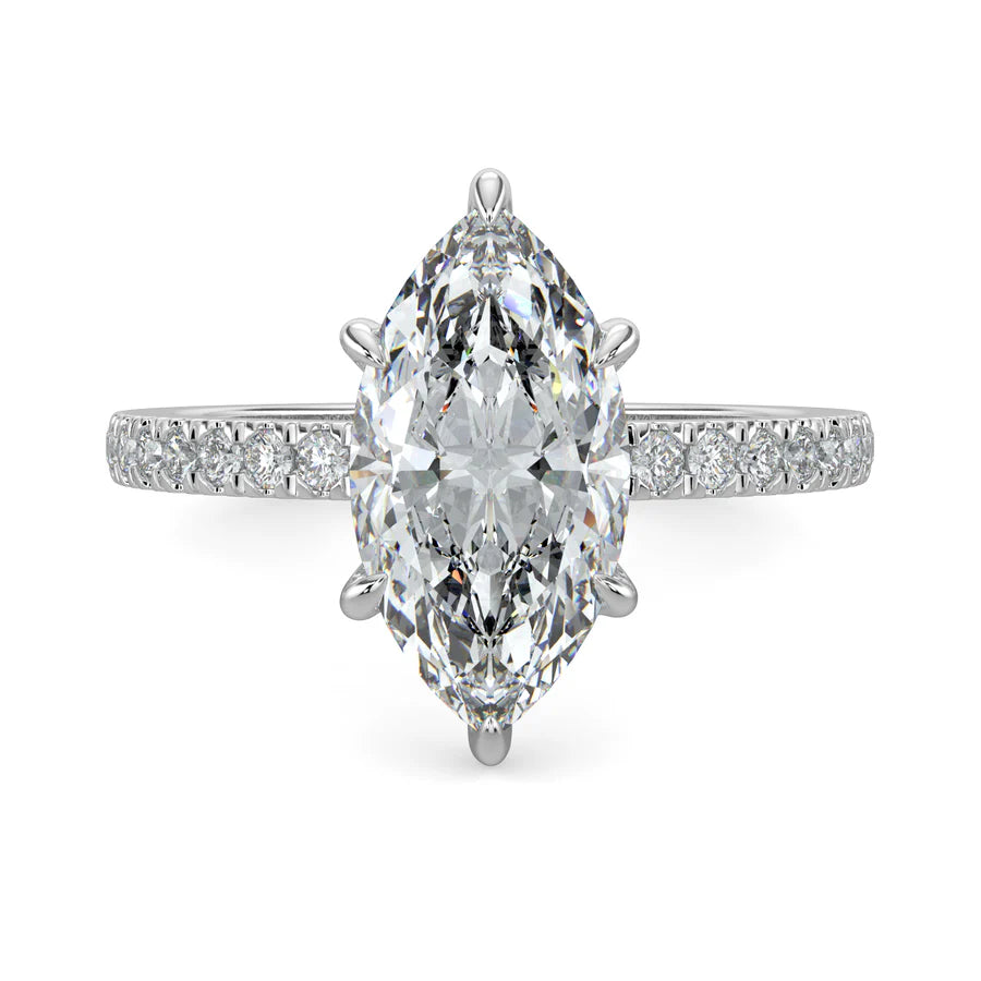 Marquise Lab Grown Diamond with Pave Setting Engagement Ring