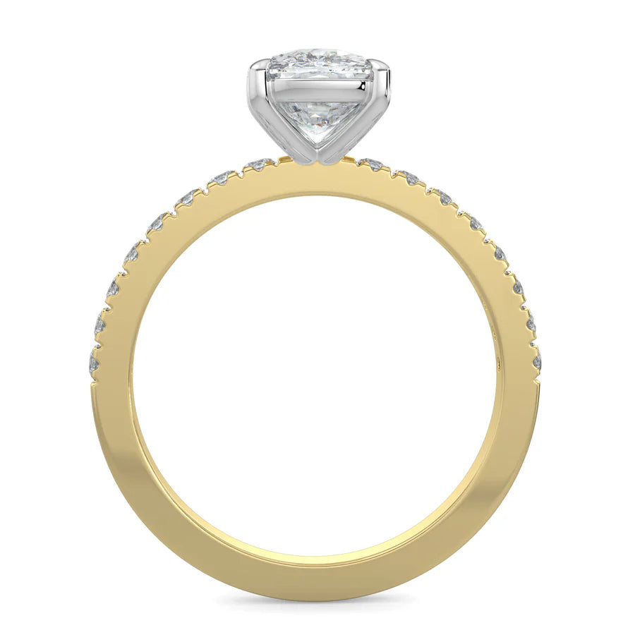 Cushion Lab Grown Diamond with Pave Setting Engagement Ring