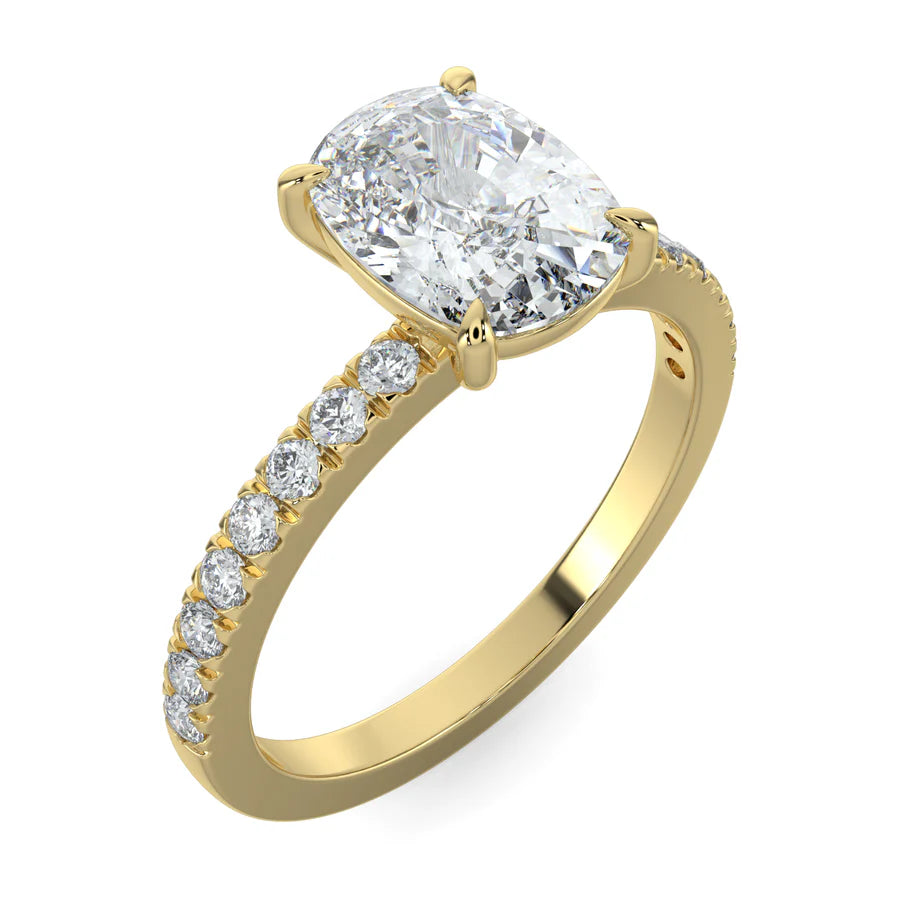 Cushion Lab Grown Diamond with Pave Setting Engagement Ring