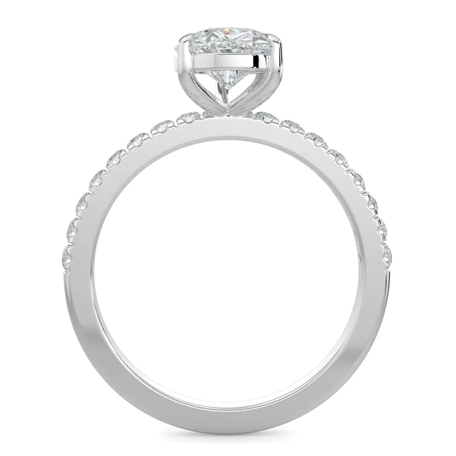 Pear Lab Grown Diamond with Pave Setting Engagement Ring