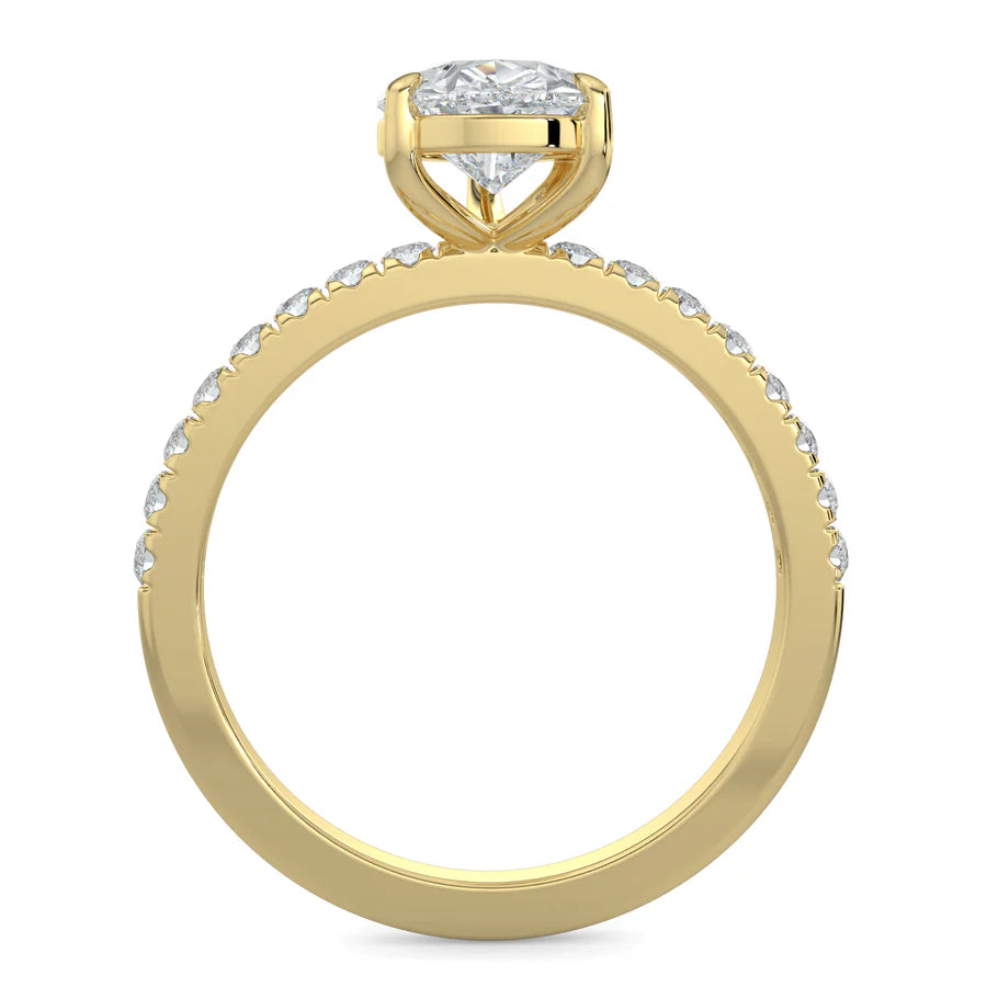 Pear Lab Grown Diamond with Pave Setting Engagement Ring