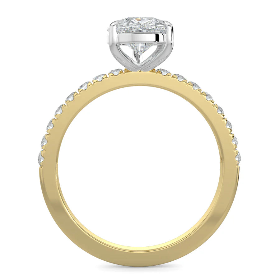 Pear Lab Grown Diamond with Pave Setting Engagement Ring