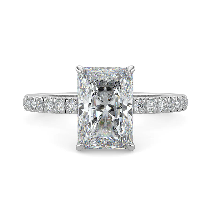 Radiant Lab grown Diamond with Pave Setting Engagement Ring