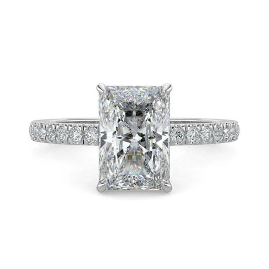 Radiant Lab grown Diamond with Pave Setting Engagement Ring