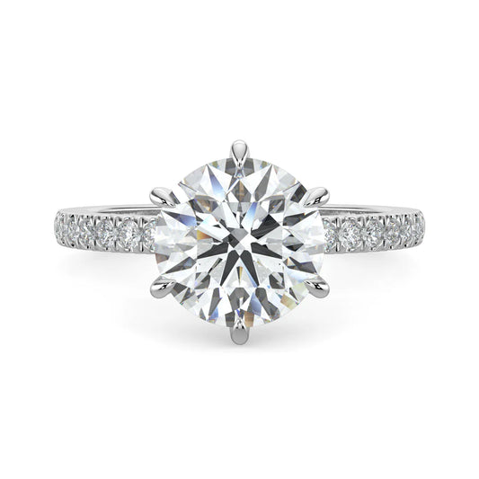 Round lab Grown Diamond with Pave Setting Engagement Ring