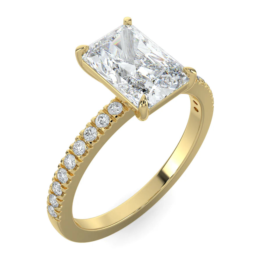 Radiant Lab grown Diamond with Pave Setting Engagement Ring