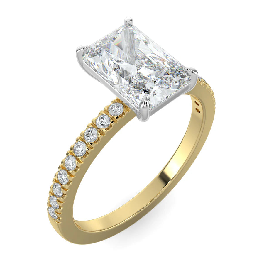 Radiant Lab grown Diamond with Pave Setting Engagement Ring