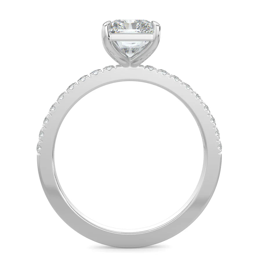 Radiant Lab grown Diamond with Pave Setting Engagement Ring