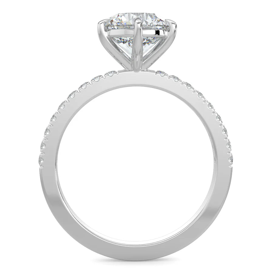 Round lab Grown Diamond with Pave Setting Engagement Ring