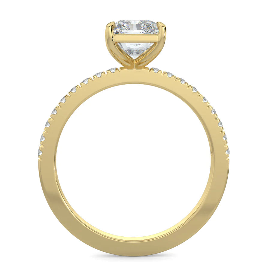 Radiant Lab grown Diamond with Pave Setting Engagement Ring