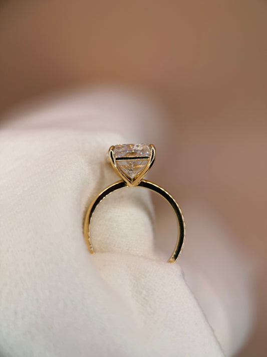 6ct Lab Cushion Cut Yellow Gold Engagement Ring