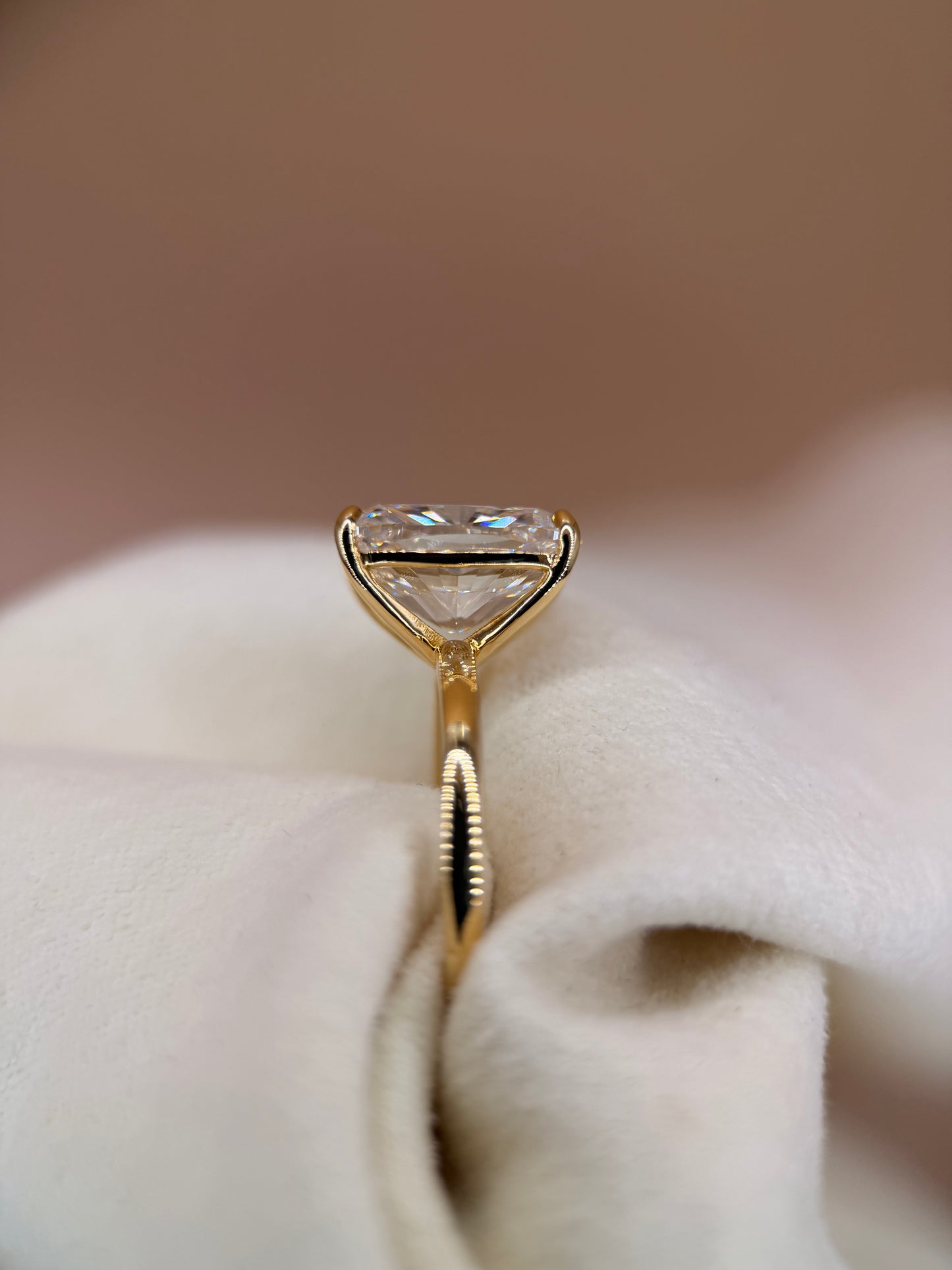 6ct Lab Cushion Cut Yellow Gold Engagement Ring