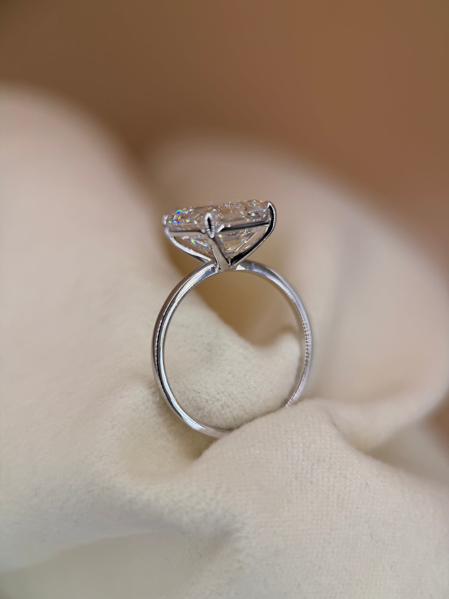 5ct Lab Emerald Cut Solitaire White Gold Engagement Ring