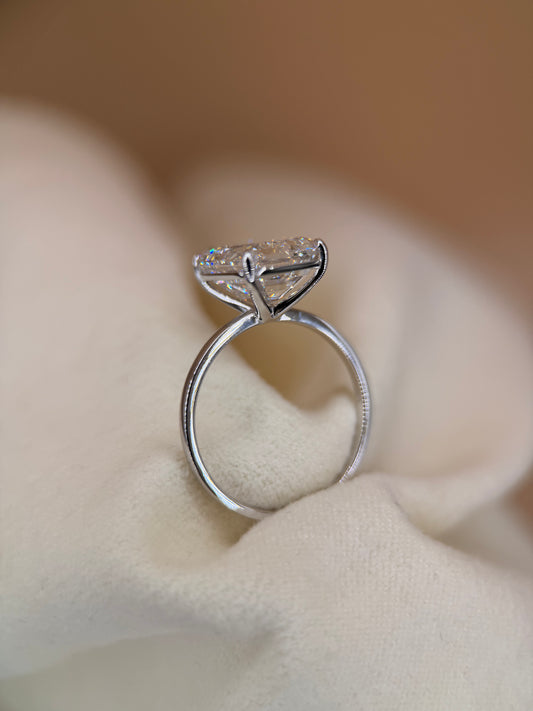 5ct Lab Emerald Cut Solitaire White Gold Engagement Ring