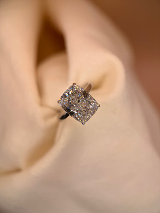 6ct Lab Cushion Cut White Gold Engagement Ring