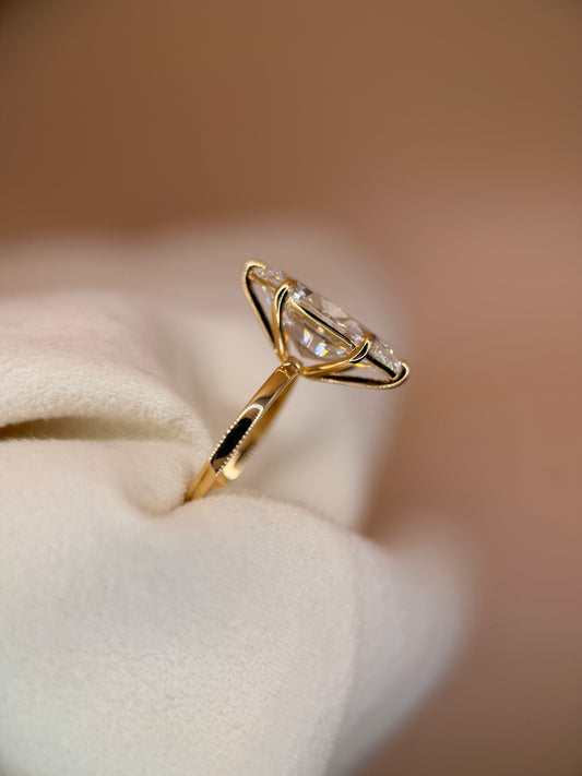 5ct Lab Marquise Solitaire Yellow Gold Engagement Ring