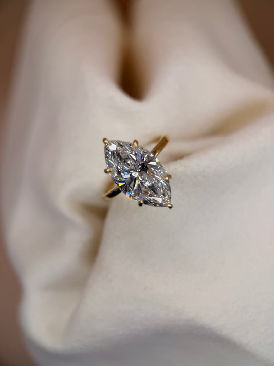 5ct Lab Marquise Solitaire Yellow Gold Engagement Ring
