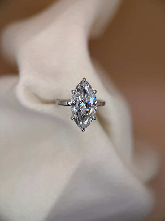 5ct Lab Marquise Solitaire White Gold Engagement Ring