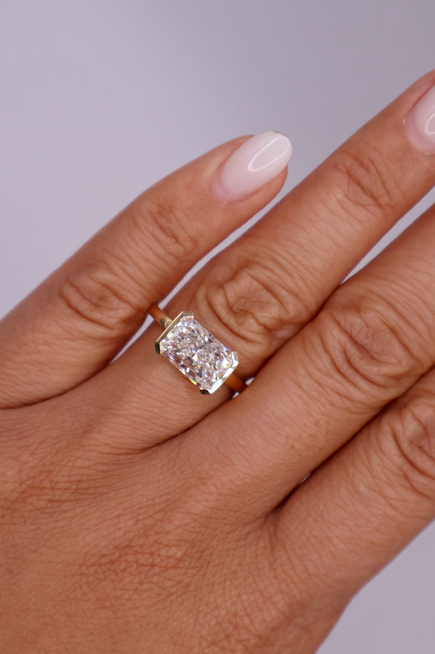 3.5ct Radiant East West Set Engagement Ring