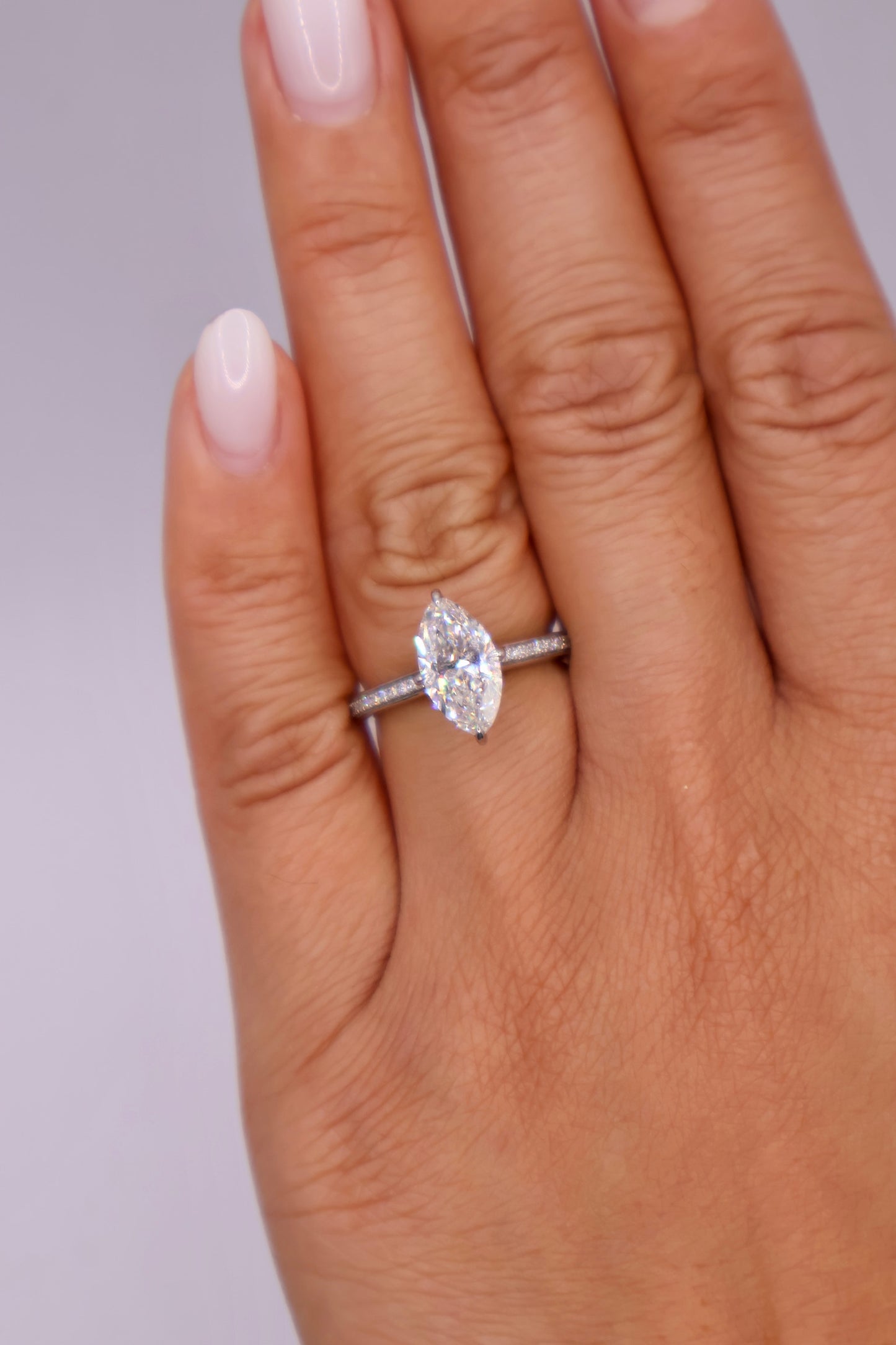 1.9ct Marquise Channel Set Pave Engagement Ring