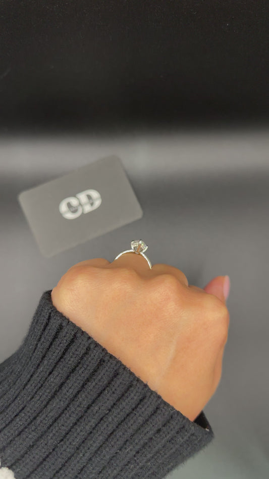 3.5ct Marquise Two Tone Hidden Halo Donut Low Set Solitare Lab Grown Diamond Ring D VS1 18K White Gold