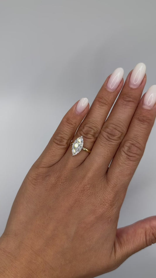 3ct Marquise Two Tone Hidden Halo Donut Set Engagement Ring