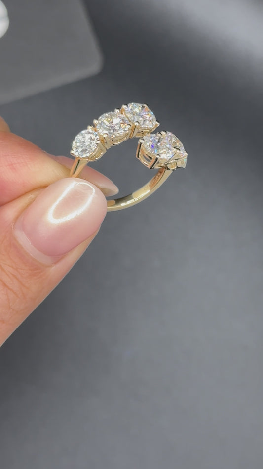 Lab Diamond Wrap Ring 6 Round Stones 14K Yellow Gold 5ctw