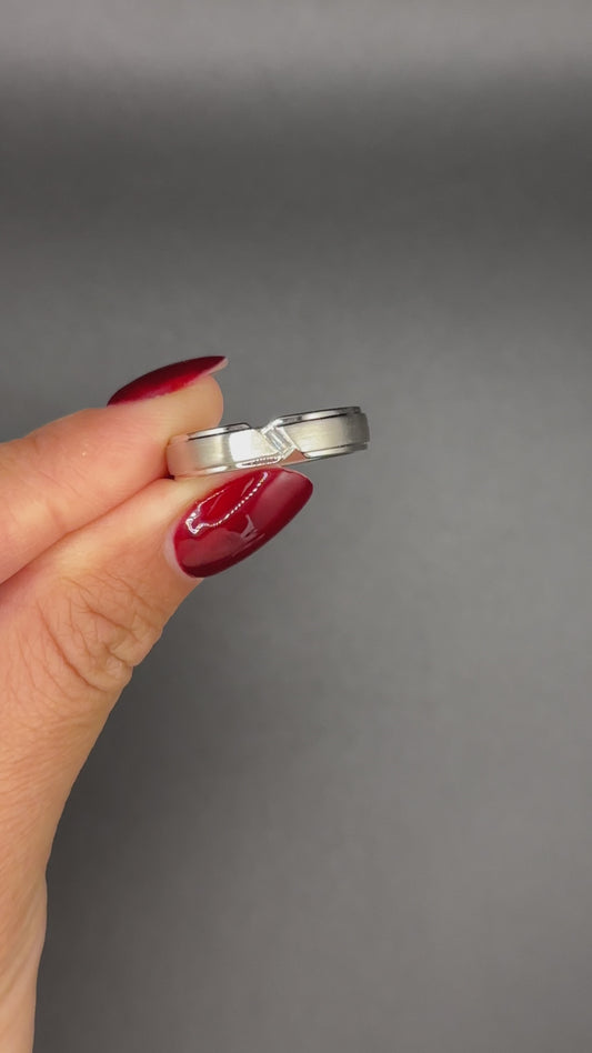 Men Satin Finish Step Edge with a Tilted Baguette Lab Grown Diamond