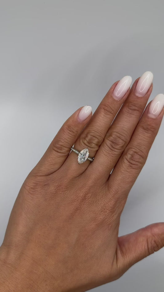 1.9ct Marquise Channel Set Pave Engagement Ring