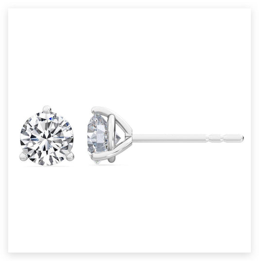 10K White Gold 3 Prong Martini Round Lab Grown Diamond Stud Earrings 0.60 ctw - Chatoyer Diamonds