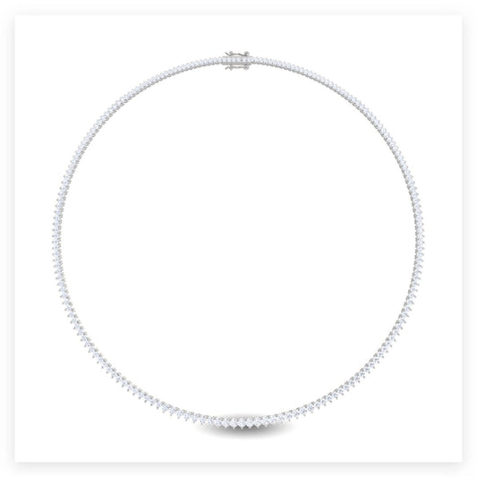 14K White Gold Lab Grown Diamond 10 ctw Tennis Necklace Choker - Chatoyer Diamonds
